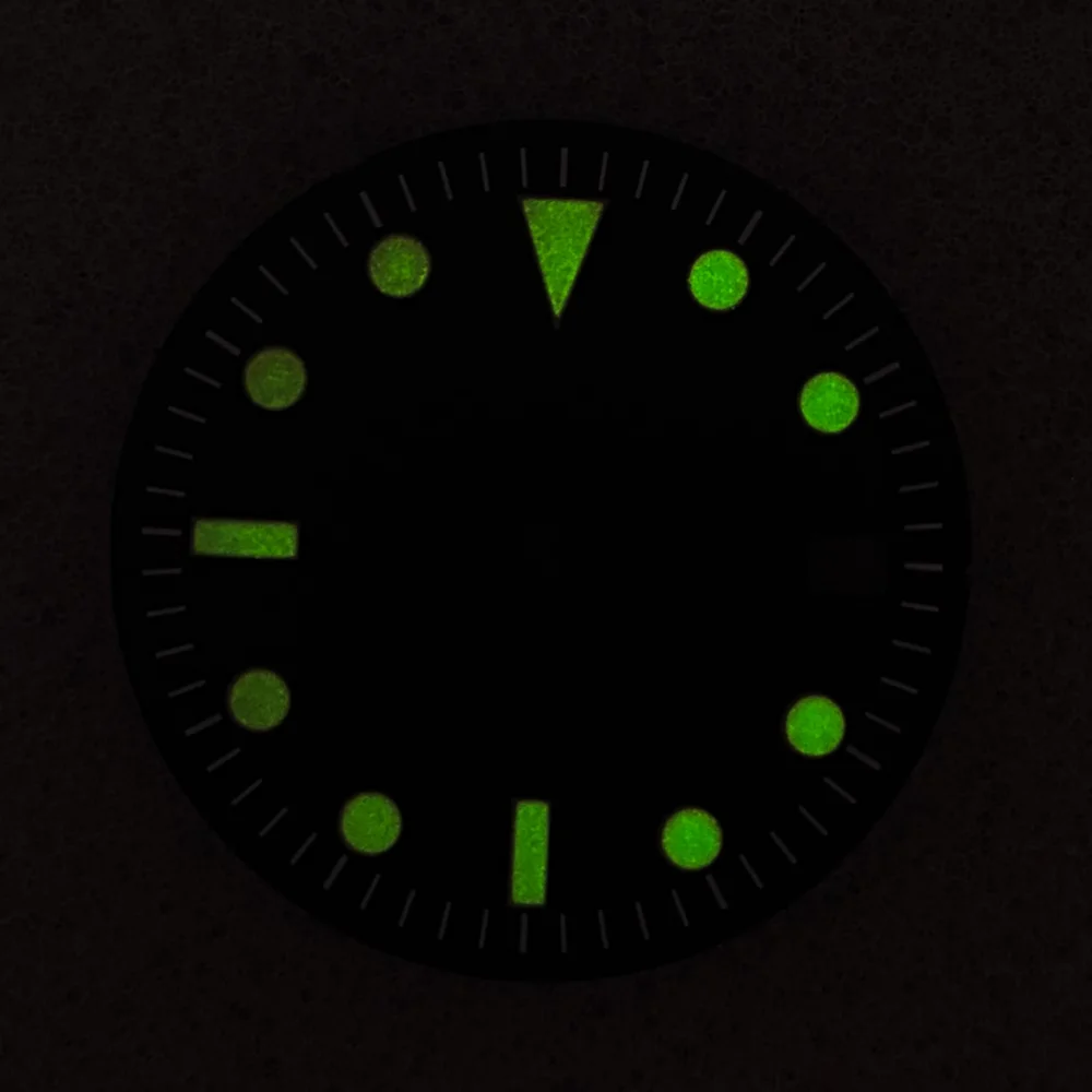 28.5MM Single Calendar Dial Green Luminous Modification Watch Accessories Black-Orange Font Watch Faces for 8215/2813 Movement