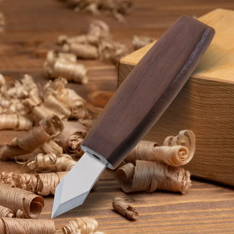 DIY Tool Woodworking Knife Double Bevel Striking Knife with CR-V Sharp Blade Wooden Handle for Woodworking Carving Hand Tool