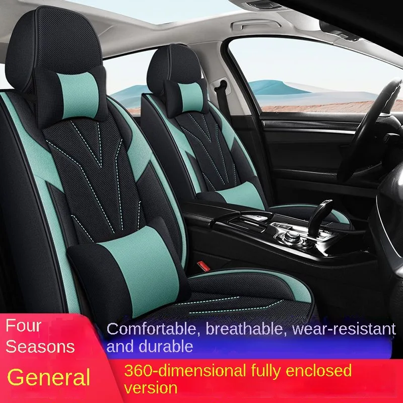 

BHUAN Car Seat Cover Linen fiber For Skoda All Models Linen Car Seat Covers All Seasons Universal Carcassesoriesa