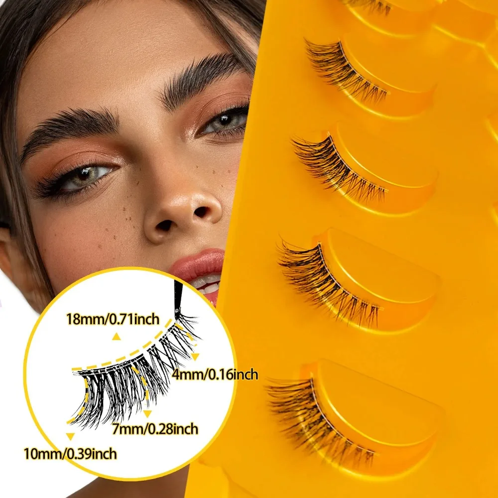 Wispy Cat Eye Halbe Wimpern 5 Paar Transparentes Band Künstliche Nerz-Wimpern Natürlich Kurz Flauschig Weich Wiederverwendbar Tägliches Wimpernverlängerungswerkzeug – Detail 5