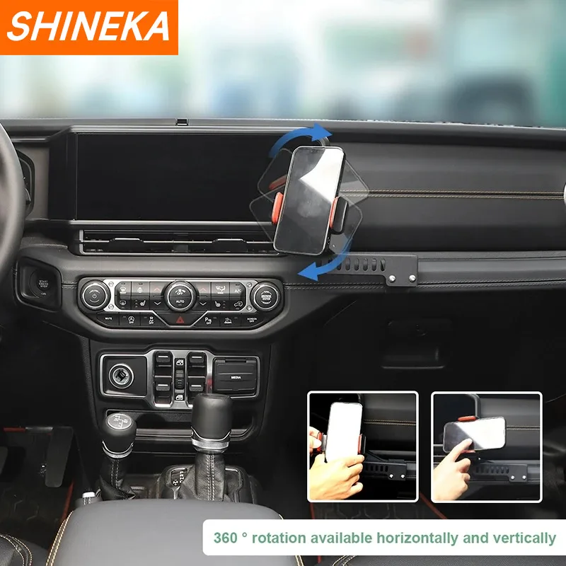 SHINEKA Co-Pilot Handle Phone Holder GPS Mount Bracket for Jeep Wrangler JL Gladiator JT 2024 Up Car Interior Accessories