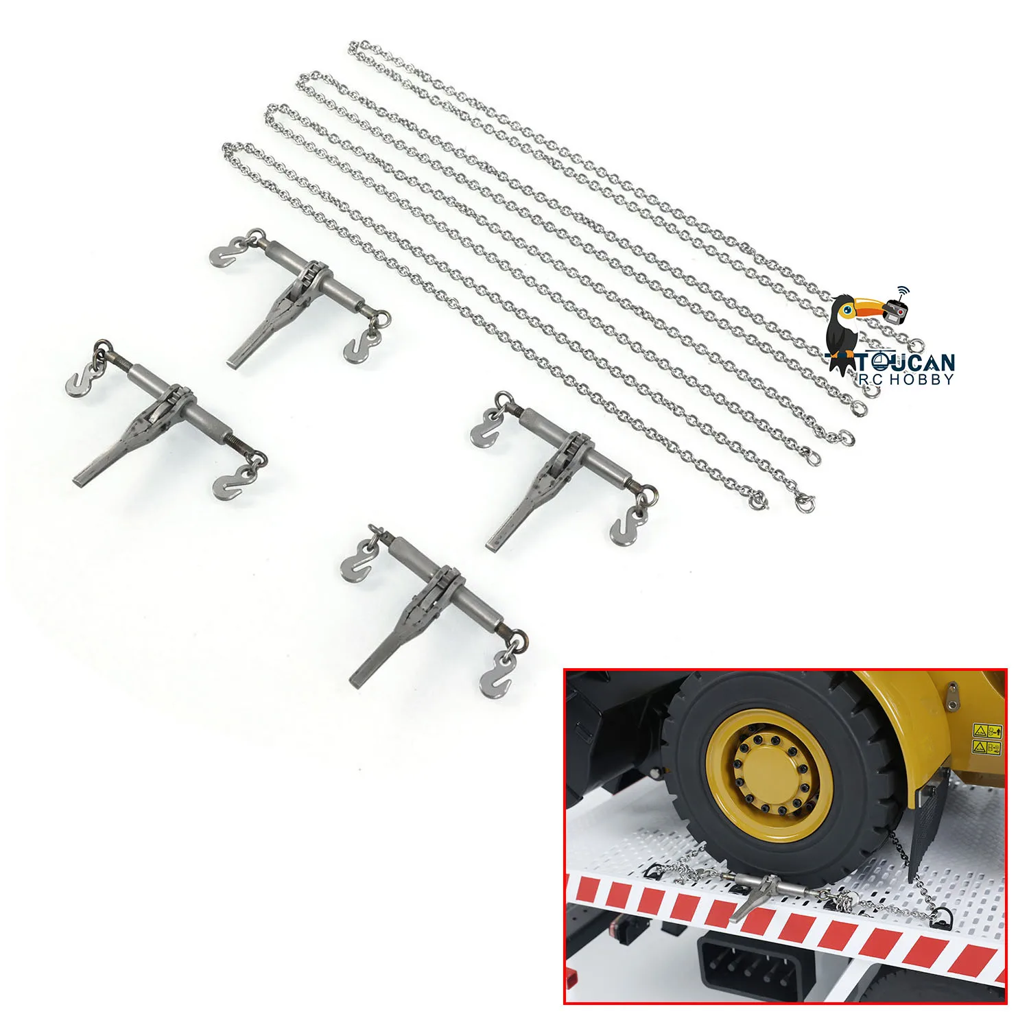 Spare Parts Metal Ratchet Binders Transport Chains Accessories for Toys 1/14 RC Truck Engineering Car Vehicles