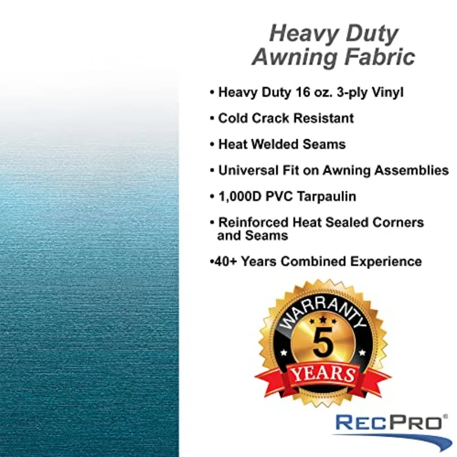 22피트 캠퍼 어닝용 RV 어닝 원단 교체품, 블루 색상 옵션, 다양한 폭 사이즈(8피트, 96인치) 제공