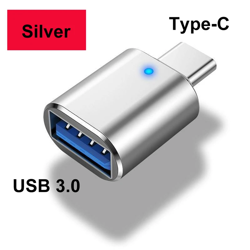 NNBILI 1-5 stücke USB 3,0 Zu Typ C Adapter LED OTG Zu USB C Stecker Auf USB EINE Buchse Für HUAWEI Samsung Xiaomi POCO Adapter