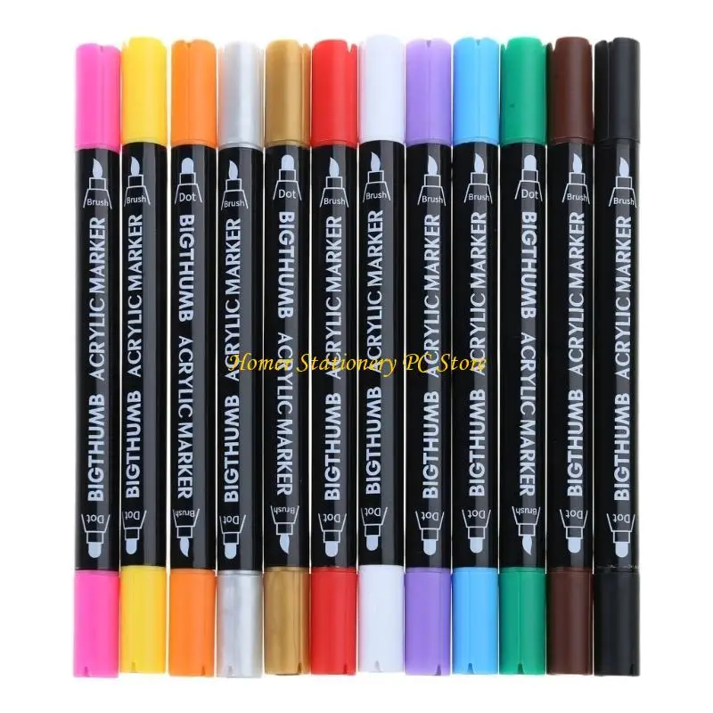 

Y5la акриловая краска ручки, 12 цветов акриловая краска маркер для рисования каменного, скрапбукинга, изготовления карт, краски