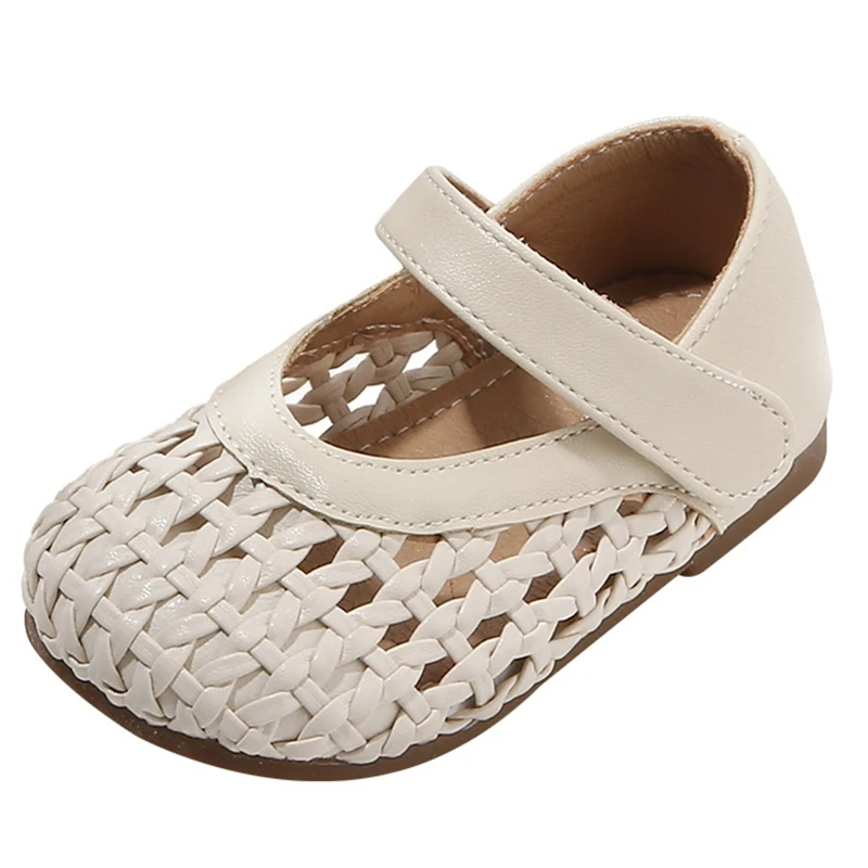 Brand Weaves Toddler Girls Sandals Shoes, Beige Hollow Breathable Baby Outside Slippers,Kids Spring Walkers,Enfants Girls Shoes