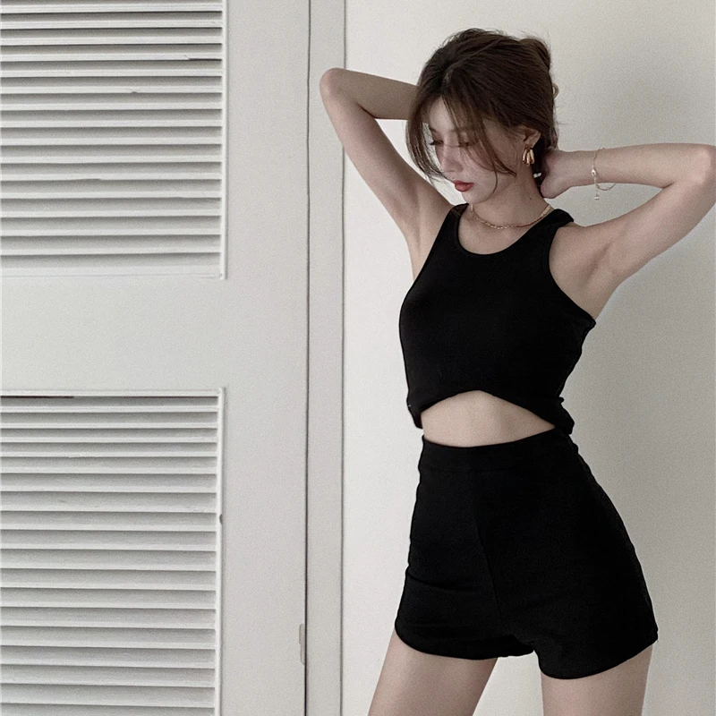 

High Waist Black Slimming Pants Women's Autumn Winter Outerwear Wide Leg Short Shorts Bodycon Thermal Casual Bottoms