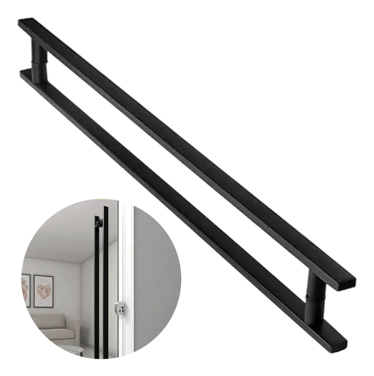 60cm Glass Black Wood Door Handle Stainless Steel Brushed 304 Brinovate