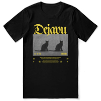 2025 HOT New Arrive Dejavu Cat Print T-Shirt Man Women Fashion Casual Daily Wear cotton Tee Top Street Wear Clothes