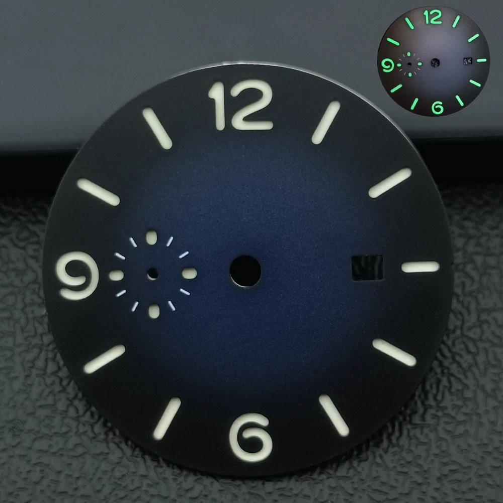 Esfera verde luminosa estéril de 36,5mm, calendario único, dial y manos compatibles con movimientos ST2557/ST2555/ST2555, logotipo DIY