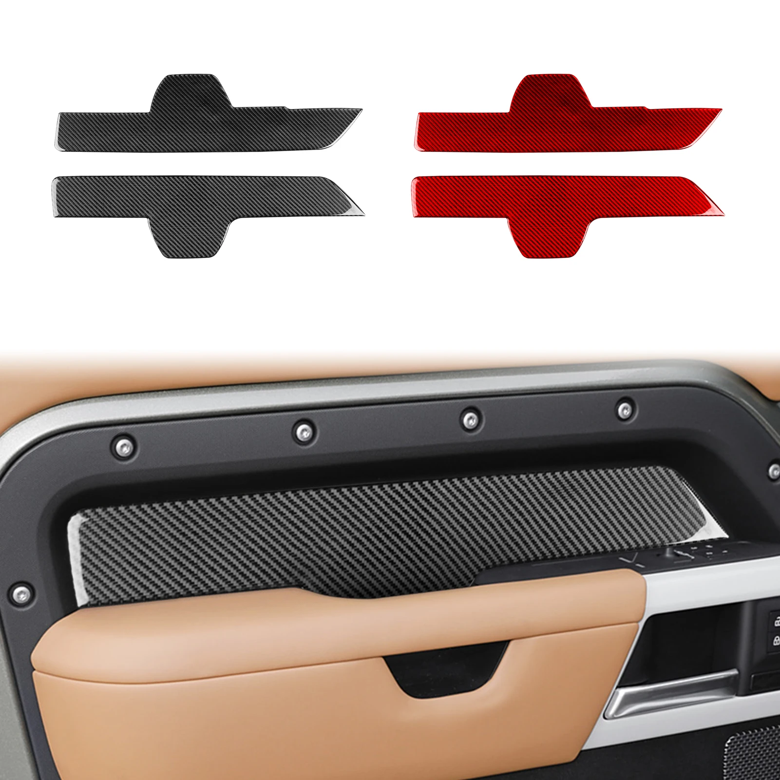 For Land Rover Defender 2020—2023 Cars Accessories Real Carbon Fiber Armrest Panel Cover Trim Sticker Decorative Modification