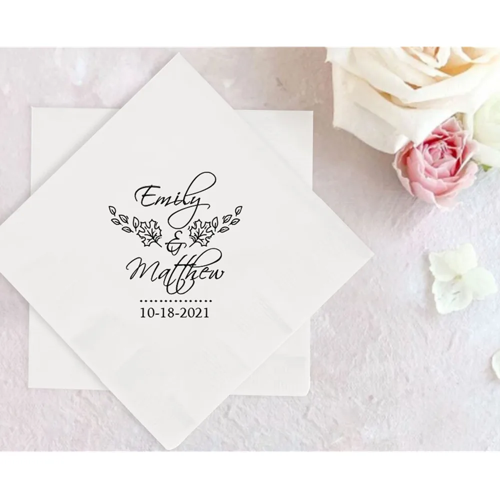 

50PCS Customized Beverage Napkins as Wedding Favors, Wedding Napkins, Custom Wedding Napkins, Personalized Wedding Napkins, Beve