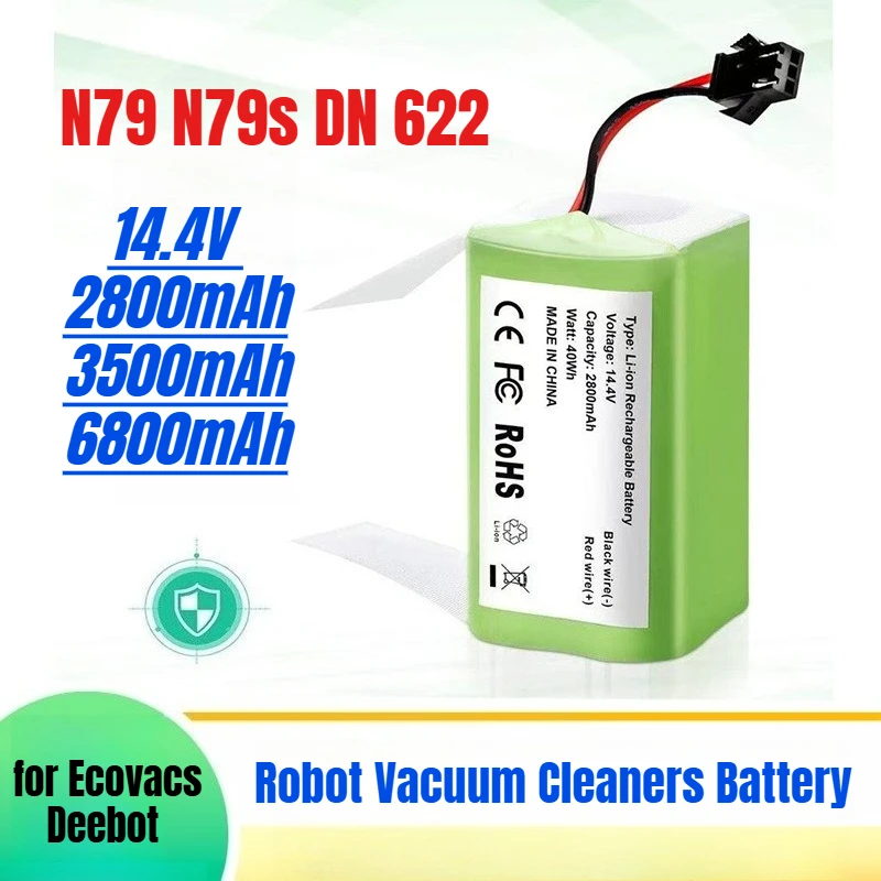 

14.4V 6800mAh for Ecovacs Deebot N79 N79s DN 622 Robot Vacuum Cleaners Battery