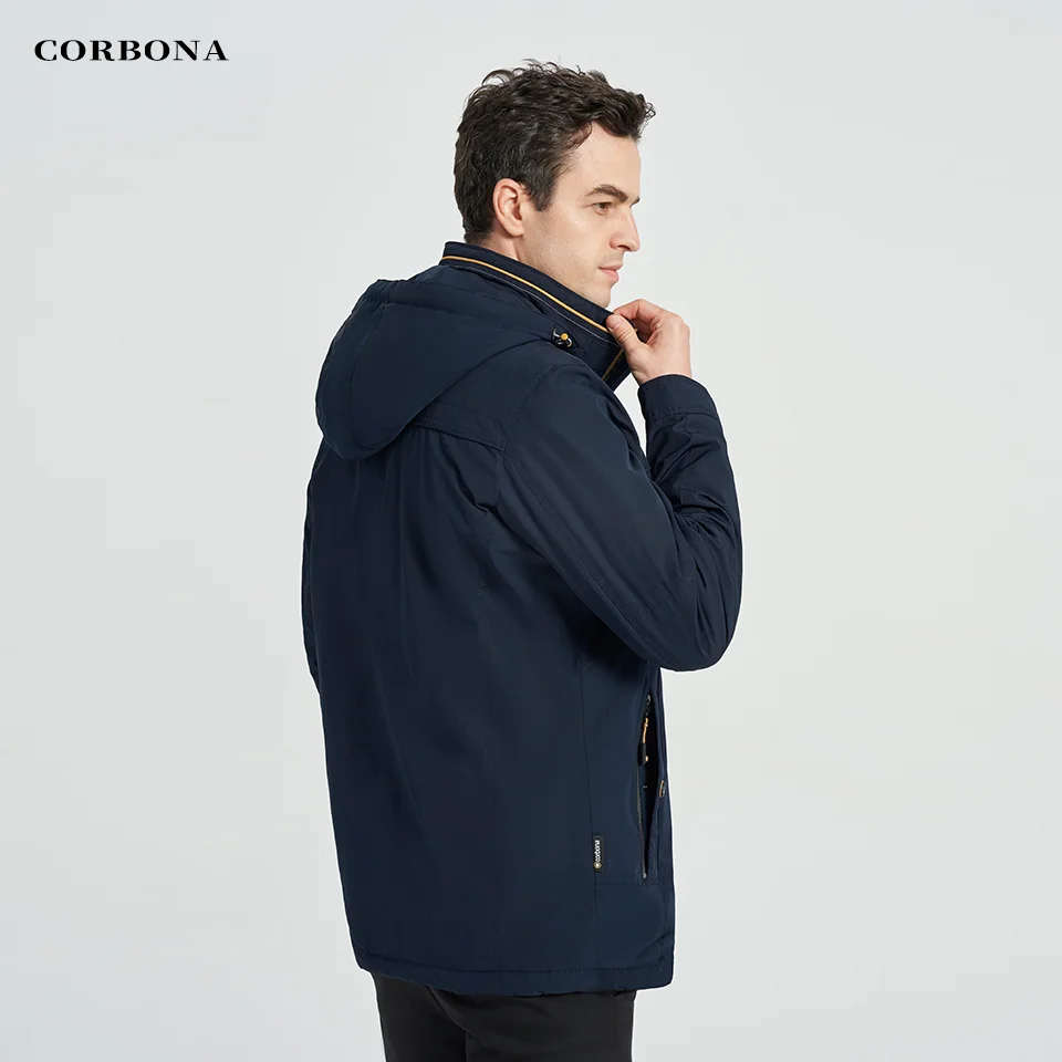 CORBONA New Style Oversize Autumn Cotton Jacket Weatherproof Business Casual Men Winter Coat Outdoor Detachable Hat Parka 2022