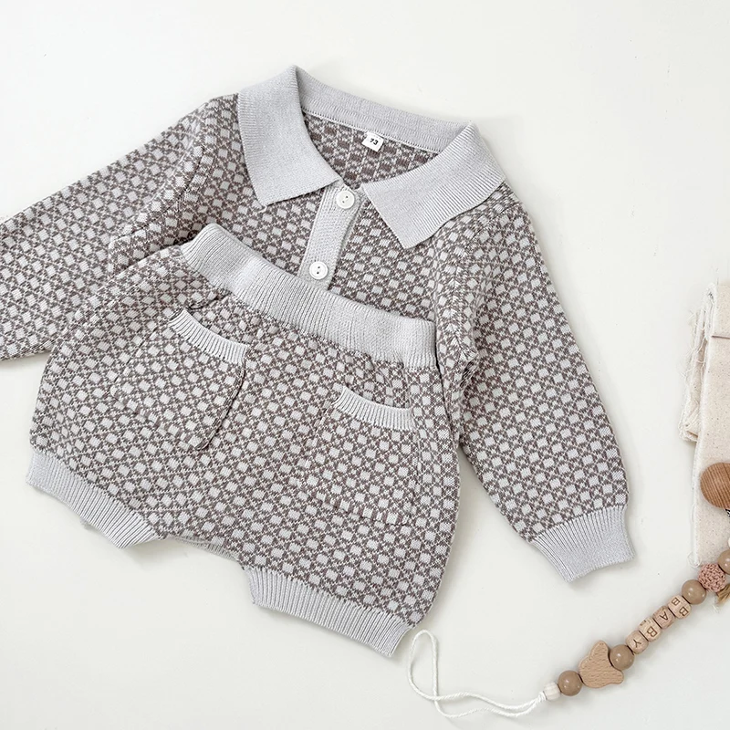 2026 ربيع جديد 0-3 سنوات طفل رضيع الفتيان فتاة الملابس مجموعة طويلة الأكمام بلوفر مغزول سترة + السراويل ملابس الأطفال دعوى #3