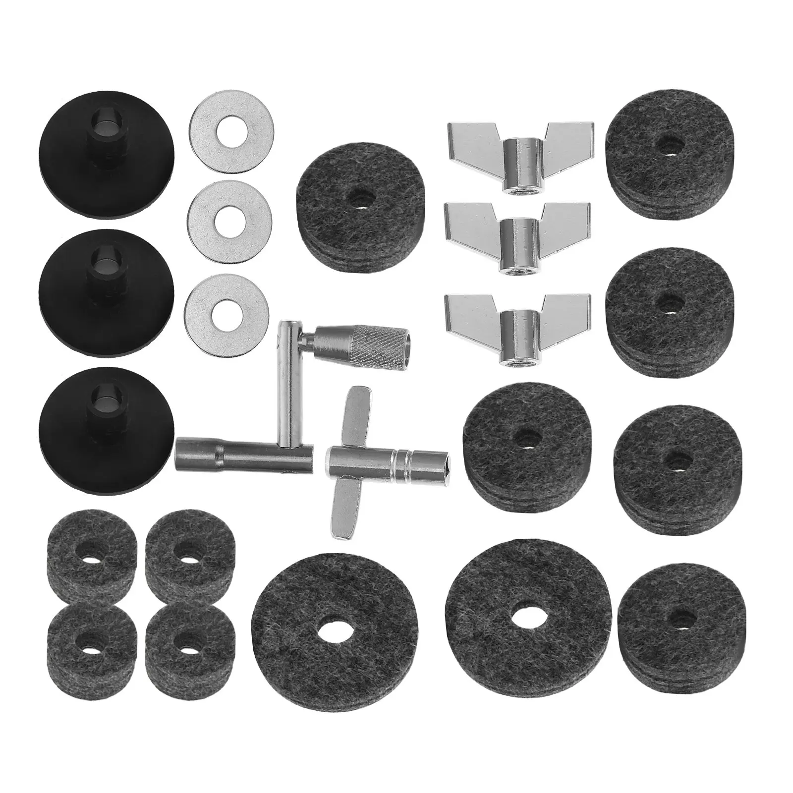 Drum Kit Accessories 23 Piece Cymbal Felt Pads Wing Nuts Washers Non Slip Stand Replacement Parts