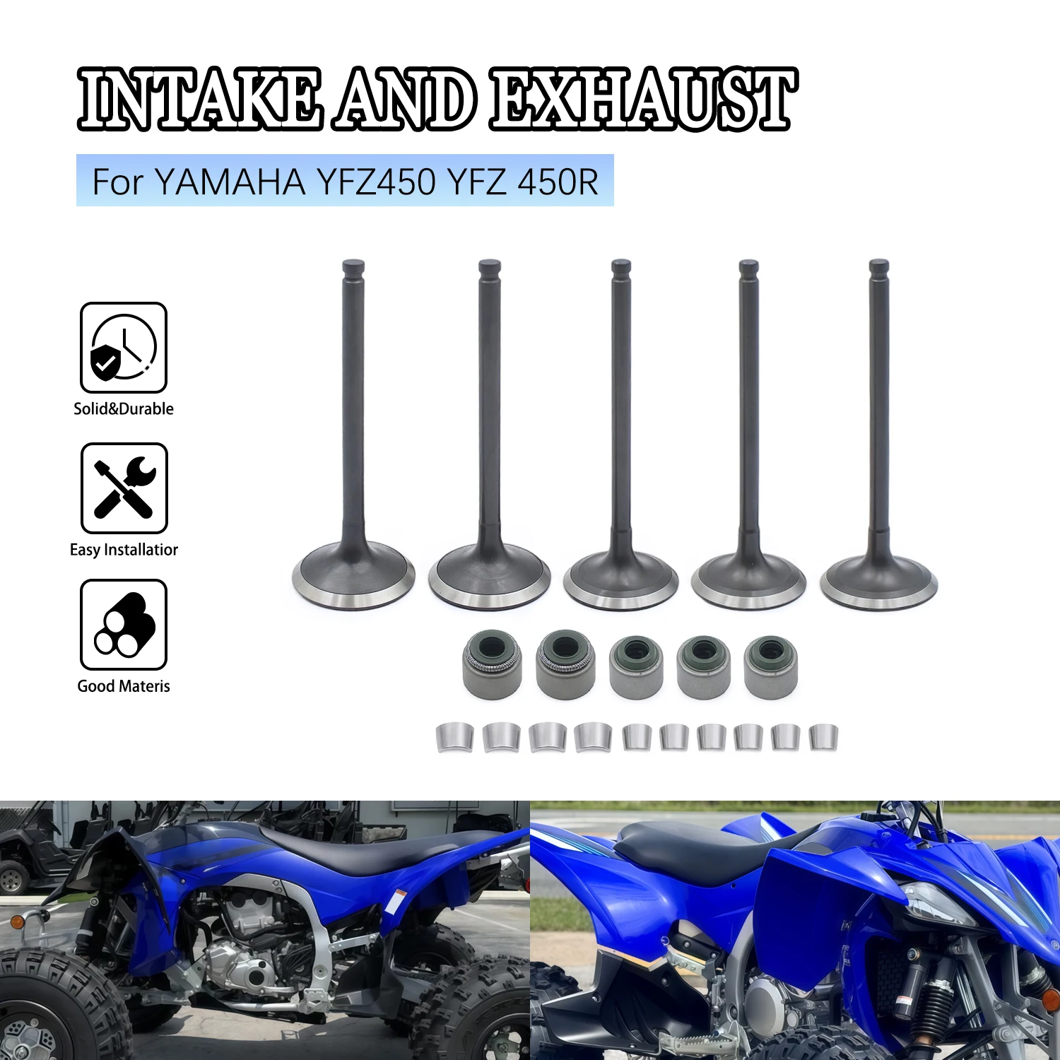 

Для мотоциклов Yamaha YFZ450X 2010-2011, YFZ450R SE 2010-2023, WR450F, YZ450F: Впускные и выпускные клапаны двигателя (запчасть)