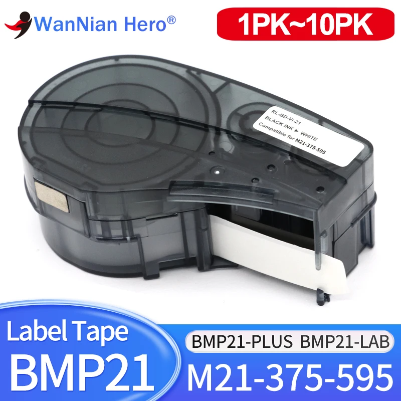 

1 шт ~ 10 шт. Сменная черно-белая виниловая лента для этикеток M21-375-595, совместимая с лабораторным принтером Brady BMP21 Plus M21 375 595 WT