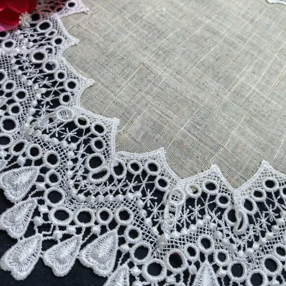 Decorative White Lace Placemat Floral Embroidery Fabric Table Mat Heat Insulation Dining Room Tableware Decor