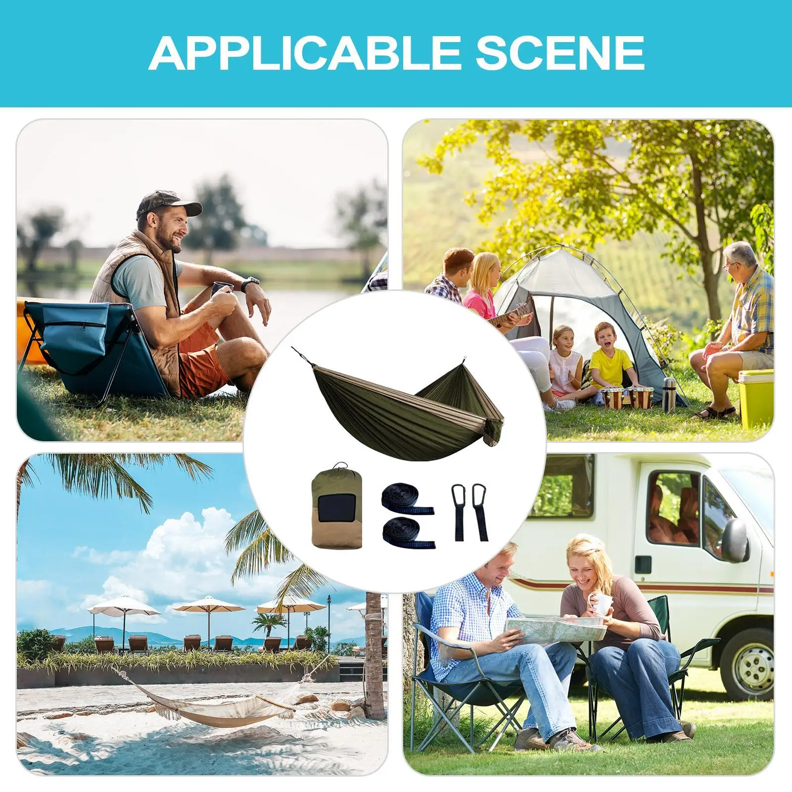 大人用キャンプハンモック-耐荷重660ポンド-ハンモックテント-ツリーストラップ付き-頑丈なラウンジャー-ポータブル-屋外リラックス用