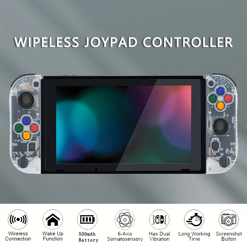 Replacement Wireless Joycons Controller for Switch/Lite/OLED with Motion Sensing/Dual Vibration/Gyro Axis, Includes Comfort Grip