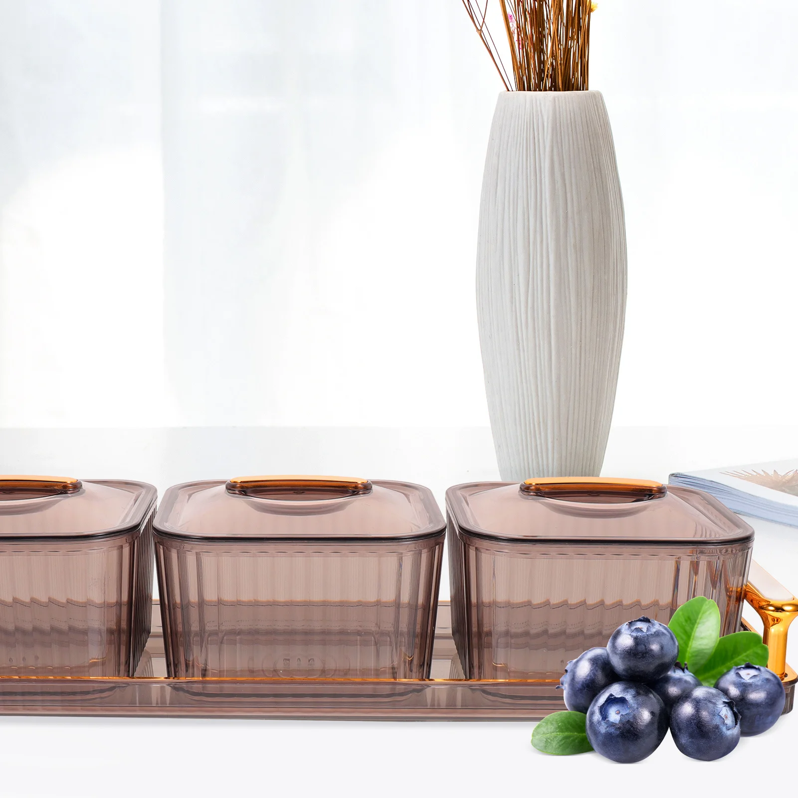 

1Set Candy Box with Tray Decorative Snack Serving Holder for Display Food Platter Ideal Gift Set Home Kitchen