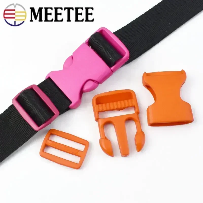 10/20Sets 15/20/25mm Colored Plastic Webbing Adjust Buckle Tri-Glide Slide Release Clasp Backpack Belt Pet Collar Hook Material