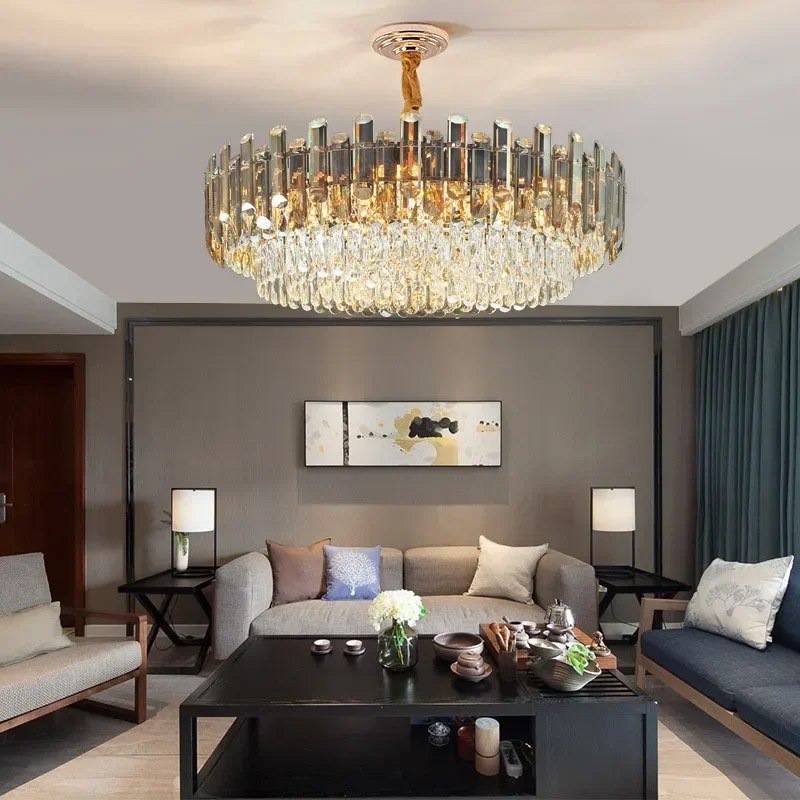 

Nordic Long Striped LED Chandelier Smoke Gray Glass Lampshade for Restaurant Living Room Decorative Lighting Fixture