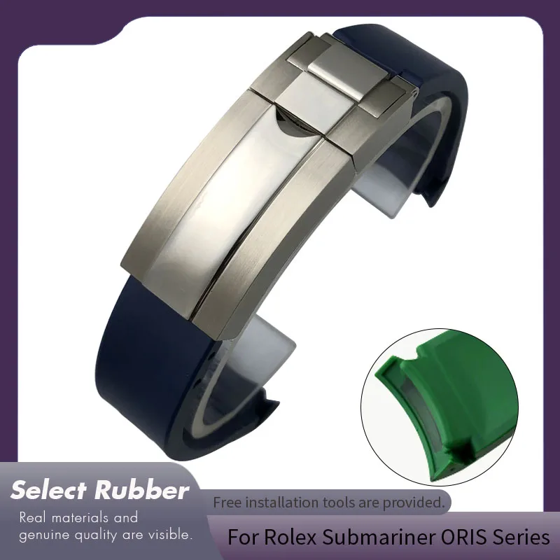 18mm 19mm 20mm 21mm 22mm Rubber Watchband for Rolex Submariner Daytona Oyster Master  Explorer Air King Silicone Watch Strap