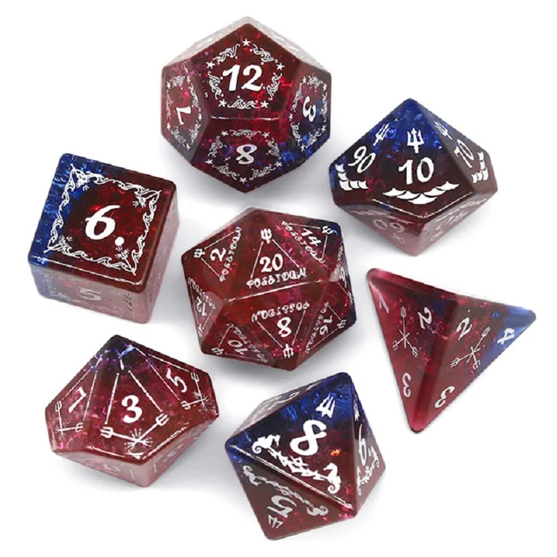 7PCS/Set Synthetic Crystal Dice Creative RPG Game Dice Board Card Game Supplies Leisure Playing Gifts Desk Entertainment Toy