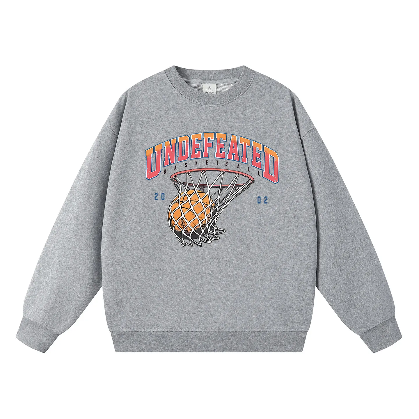 UNDEFEATED Letter Print Crewneck Sweatshirt - Unisex Soft Breathable Cotton Streetwear Pullover for Fall and Winter