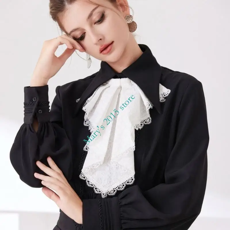 E15F الفاخرة CourtStyle قابلة للفصل الياقات الدانتيل الدانتيل الطبقات jabot فيكتوريا موضوع المستعمرة أزياء الأحداث الإكسسوارات #4