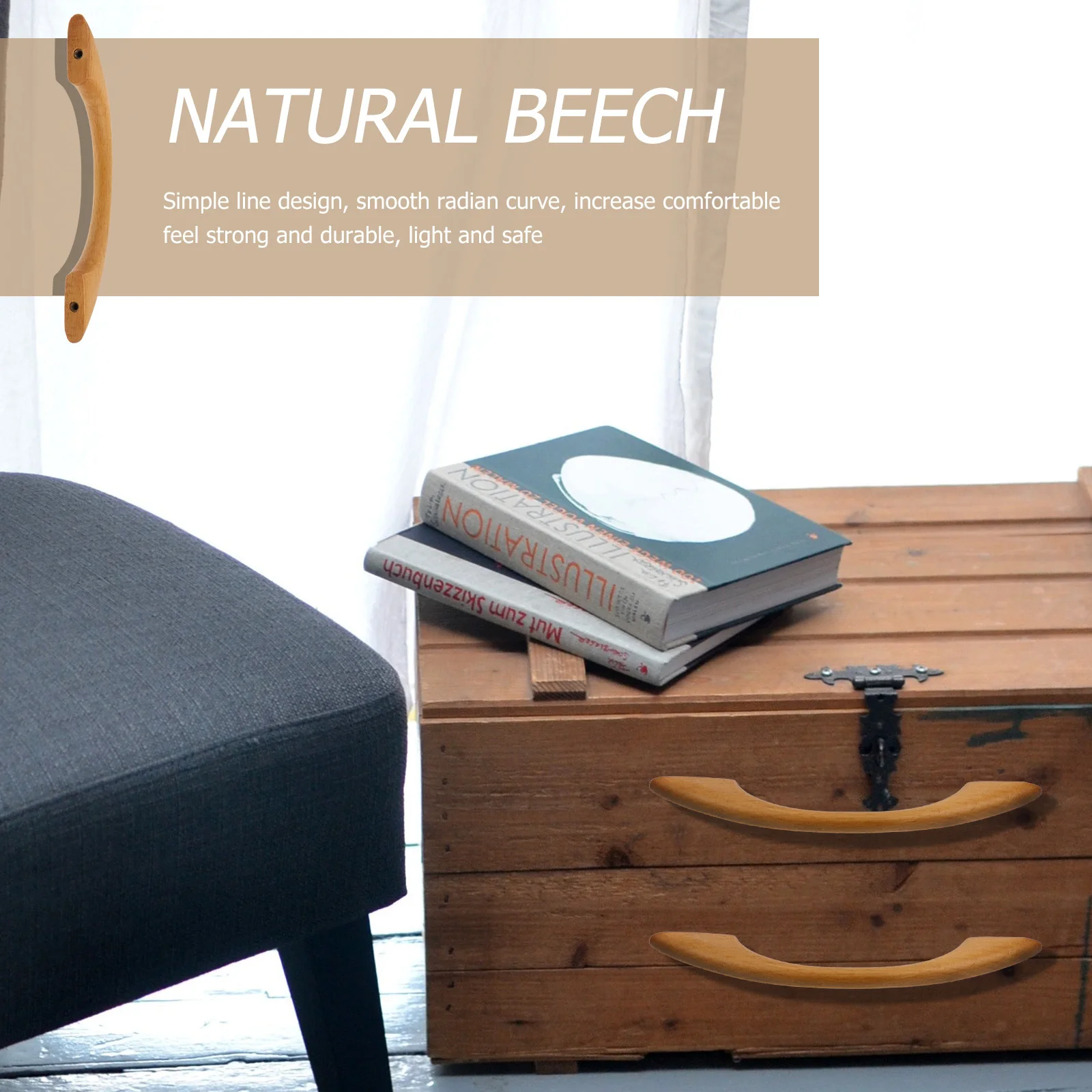 5Pcs Wooden Door Handle Simple Fashion Zinc Alloy Furniture Accessory Smooth Radian Curve Comfortable Grip Nordic Style Cabinet