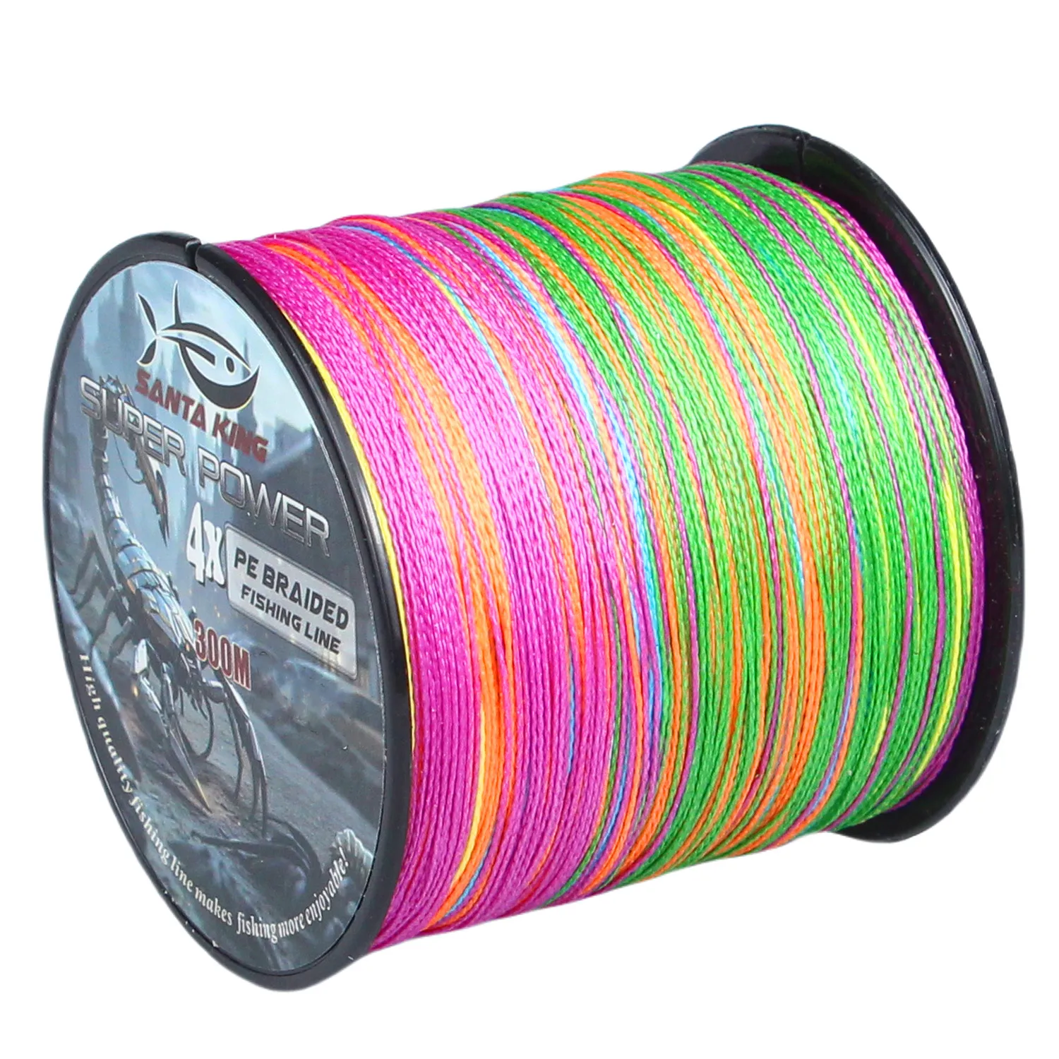 Línea de Pesca SantaKing 300M 4X PE, 4 Hebras, Línea de Pesca Trenzada Resistente, Multifilamento, Herramienta de Pesca Duradera