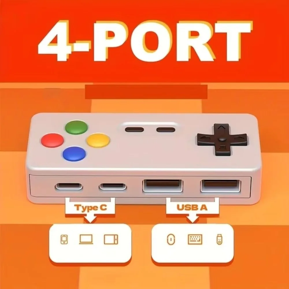 Game Controller Game Controller USB Hub 4-In-1 Gamepad shape USB Expander Creative Type-C USB-C Adapter For Computer
