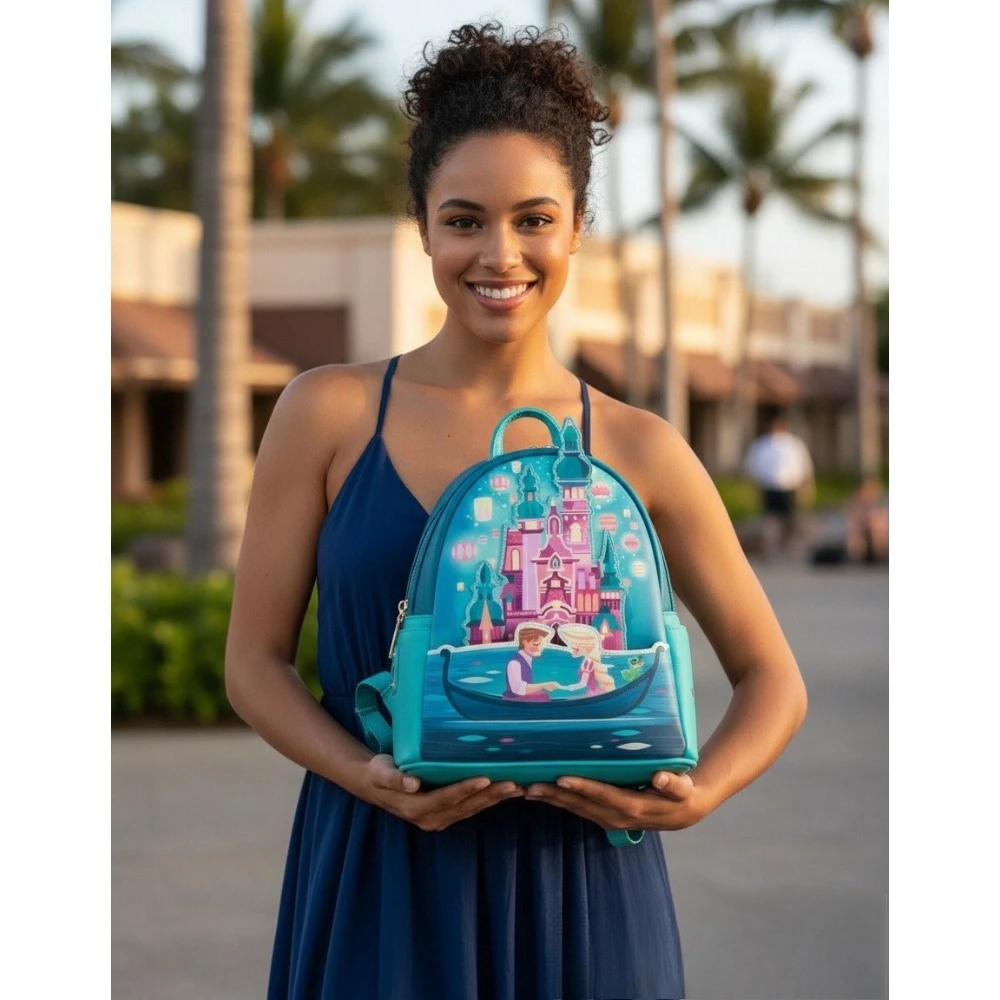 

Tangled Rapunzel & Flynn Boat Scene with Castle Design Mini Backpack