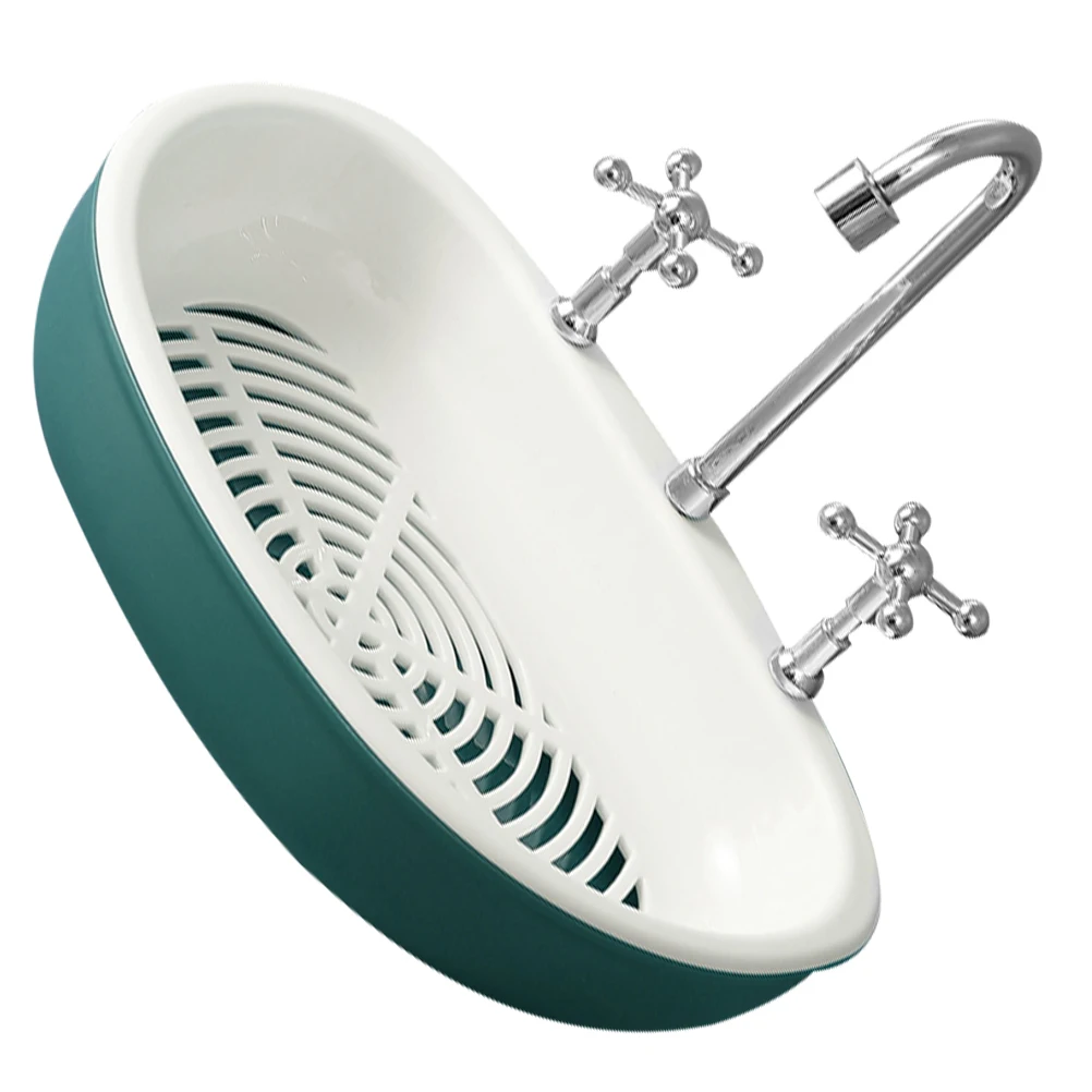 

1Pc Creative Suction Cup Soap Holder No Hole Draining Soap Dish Tray for Shower Bathroom Kitchen (Green Lake)