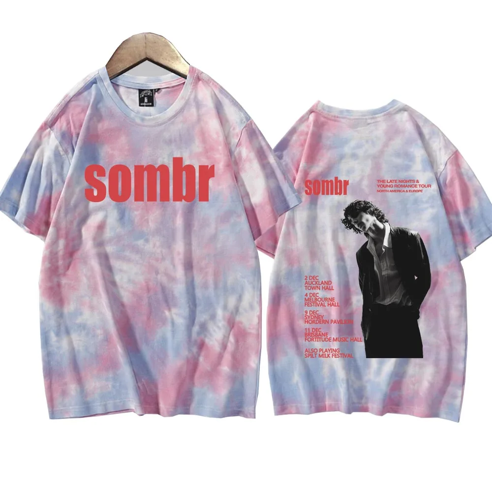 

Sombr World Tour Music 2025 Tie Dye Shirts Unisex Round Neck Short Sleeve Tee Fans Gift