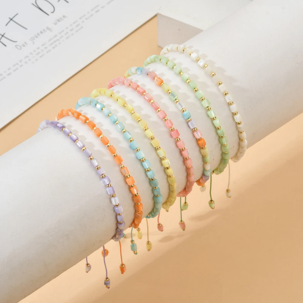 Bohemian Boho Beads Braided Rope Bracelet Handmade Adjustable Charm Gold Plated Color Preserved Women Jewelry Accessories