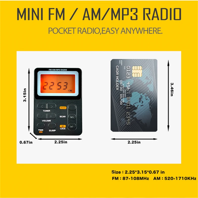 Radio kieszonkowe FM AM przenośny wyświetlacz LCD odbiornik radiowy Mini odtwarzacz MP3 z słuchawkami automatyczne wyszukiwanie kanałów Radio ręczne