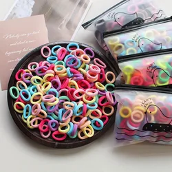 100 Stuks 2Cm Kinderen Elastische Haarbanden Meisjes Gom Scrunchie Elastiekje Voor Kinderen Nylon Haarbanden Hoofdband Baby Haaraccessoires