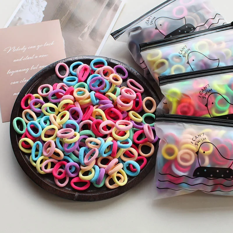 100pcs 2CM Kids Elastic Hair Bands Girls Gum Scrunchie Rubber Band for Children Nylon Hair Ties Headband Baby Hair Accessories