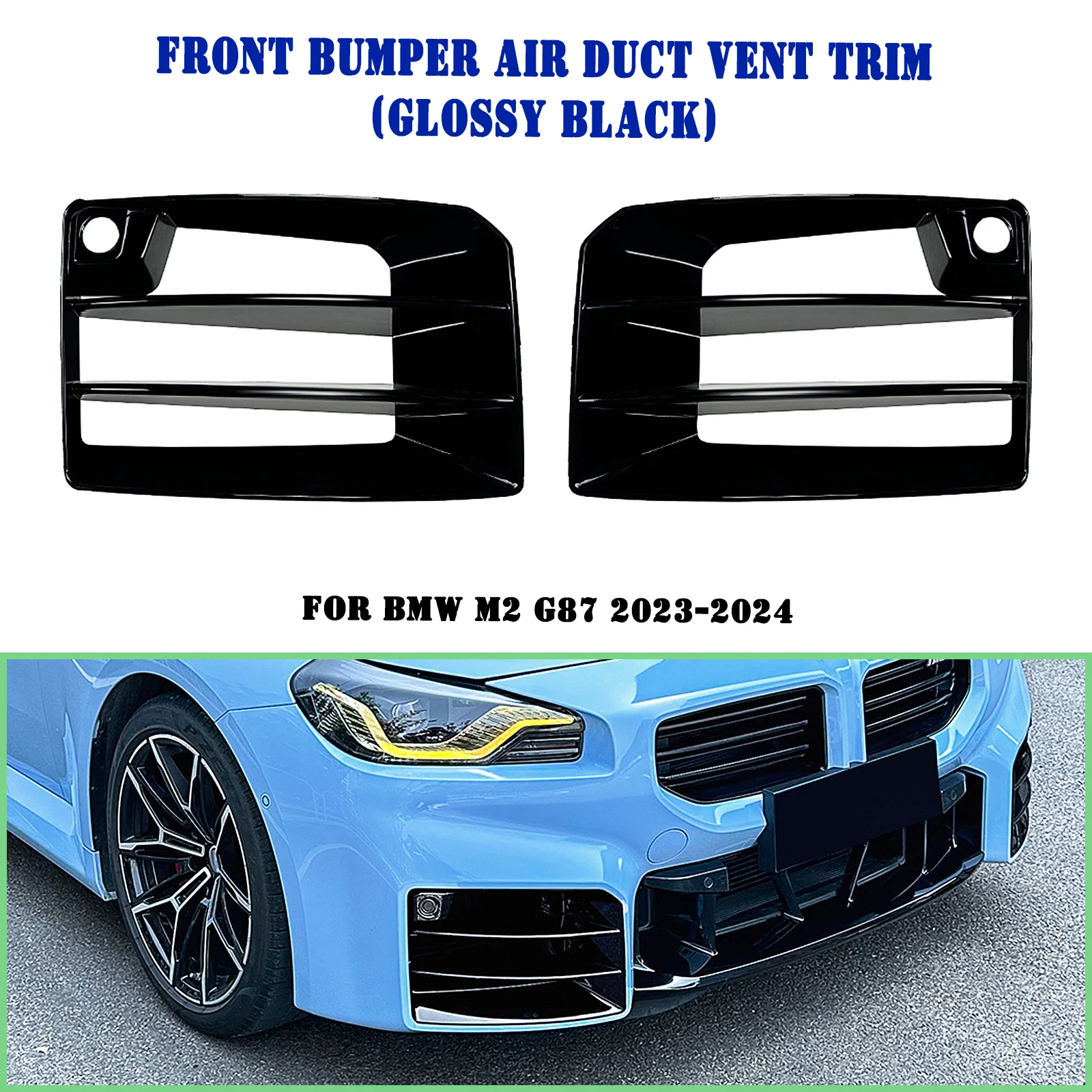 

Car Front Air Vent Trim Racing Fin Fog Lamp Cover For BMW M2 G87 2023-2024