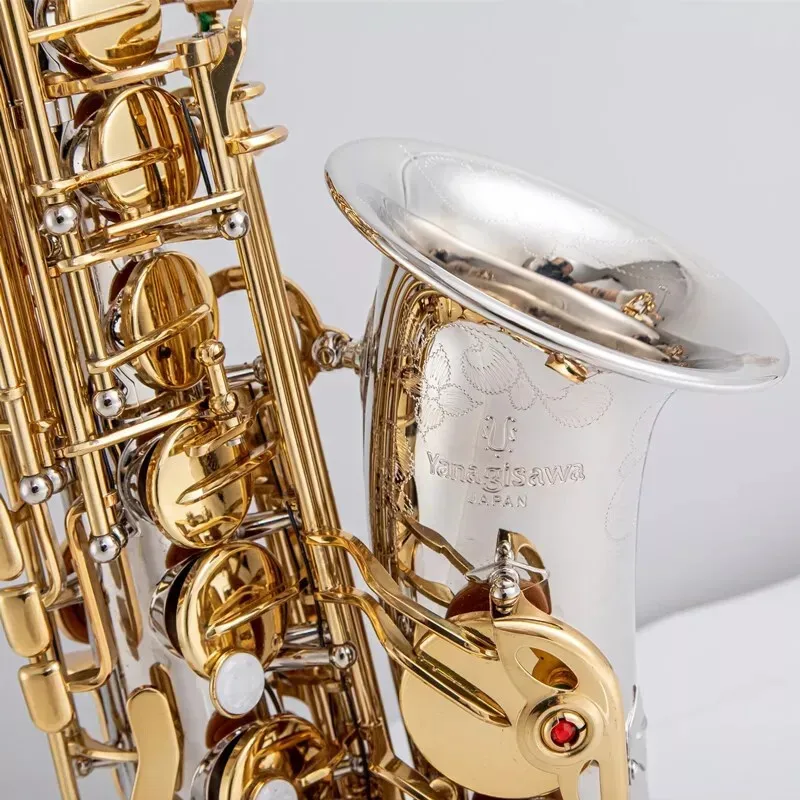 

Brand NEW A-WO37 Alto Saxophone, Nickel Plated Gold Key Sax With Case