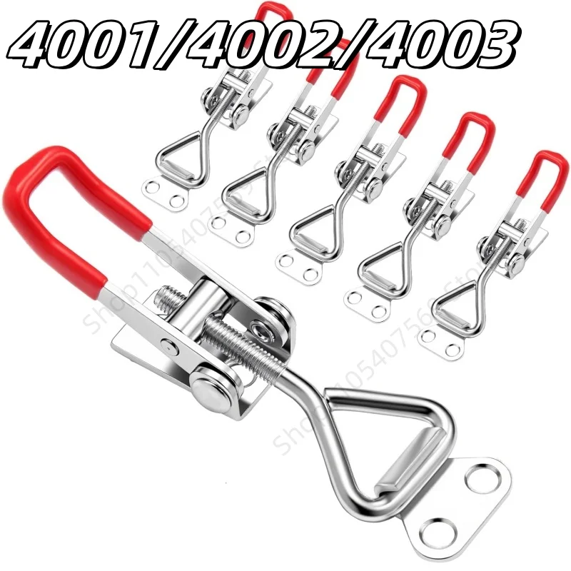 2Pcs Adjustable Toggle Clamp Latch Clasp 4001/4002/4003 Heavy Duty Metal Quick Release Horizontal Clamp Woodworking Tool
