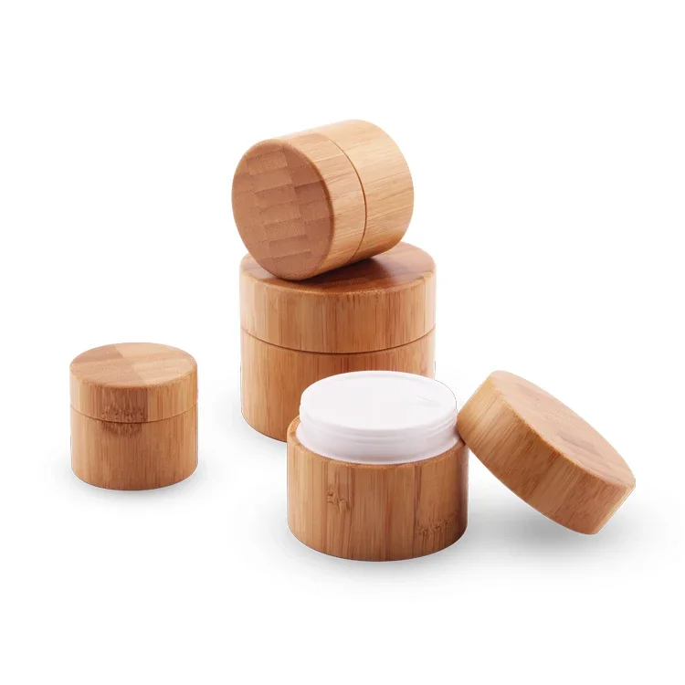 

Food Grade Empty wooden box，enviromental cosmetic container bamboo jar with lids glass jar with wooden lid portable travel