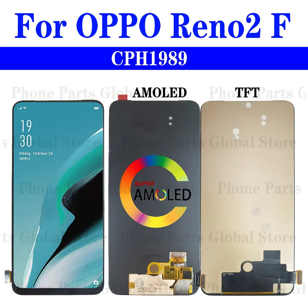 Display For OPPO Reno2 F Reno 2F LCD Screen CPH1989 LCD Touch Panel Digitizer Sensor Replacement Reno2F LCD Display Phone Parts