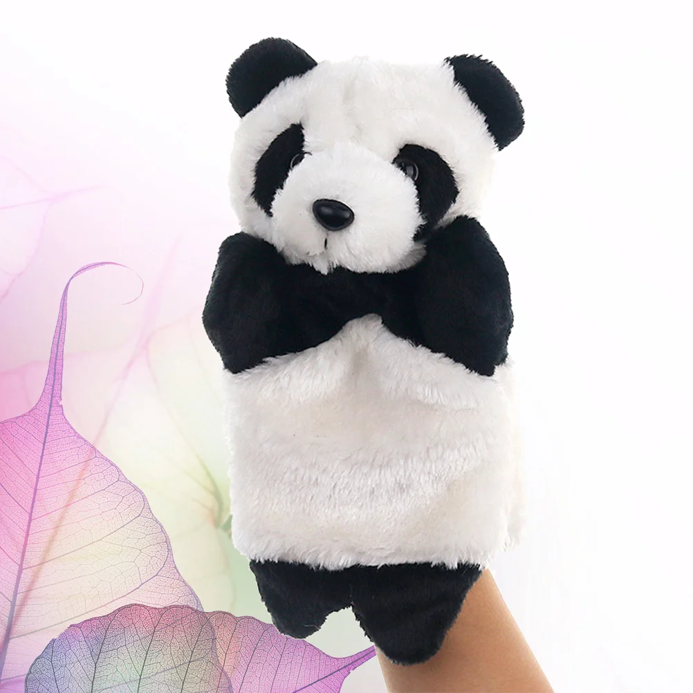 1PC Panda Toy Plush Hand Puppet Story Telling Props Role Play Accessory Party Favor Parent-Child Interactive (25cm)