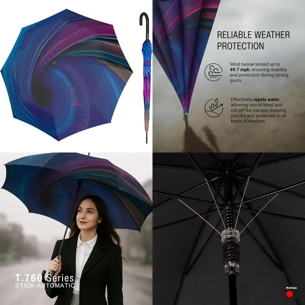 

Automatic Open Rain Umbrella with Curved Handle - Windproof Travel Umbrella for Outdoor Protection and Convenience