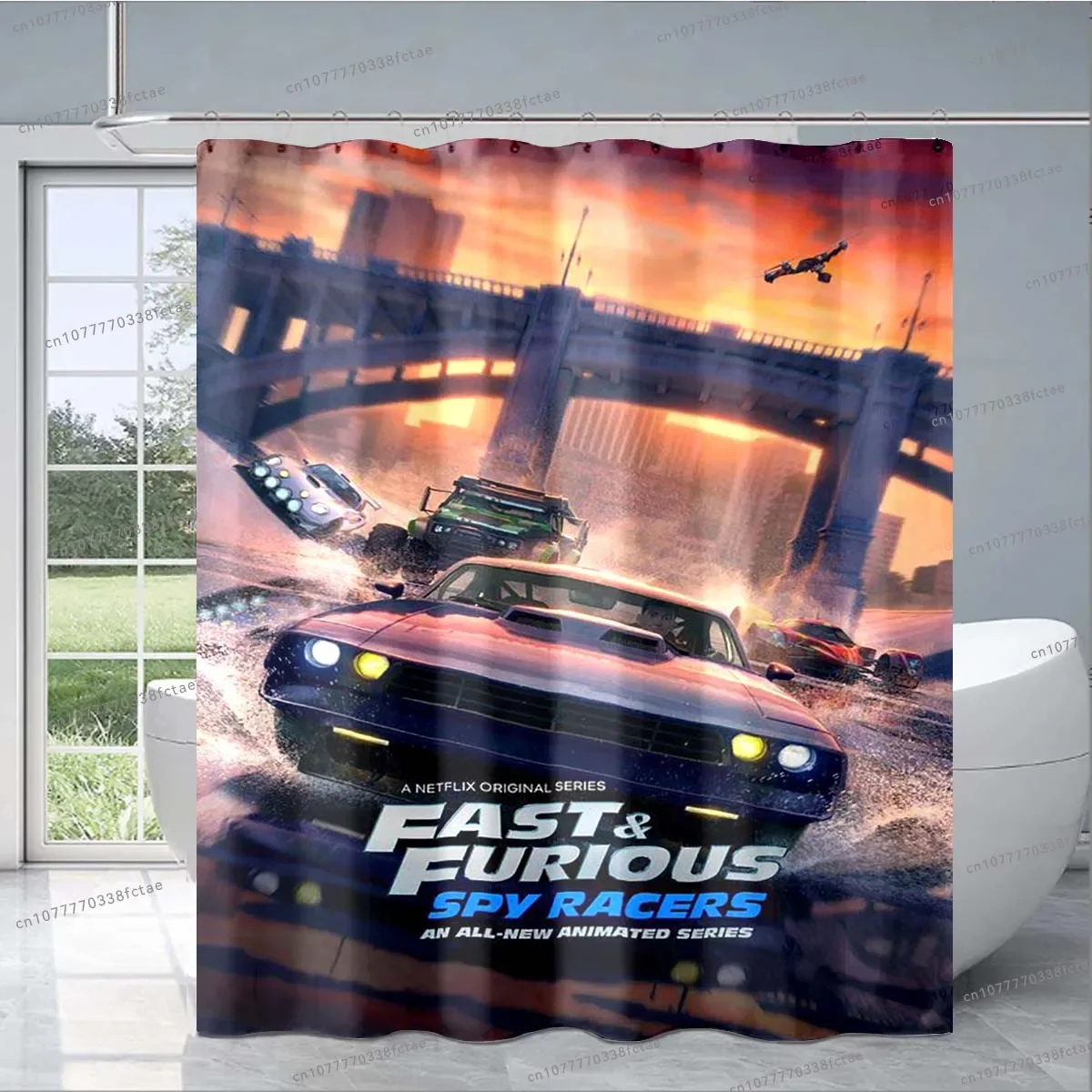 Fast & Furious Printed Shower Curtain Classic Movie Shower Curtain Adult Children's Bathroom Decorative Fabric Curtain Gift